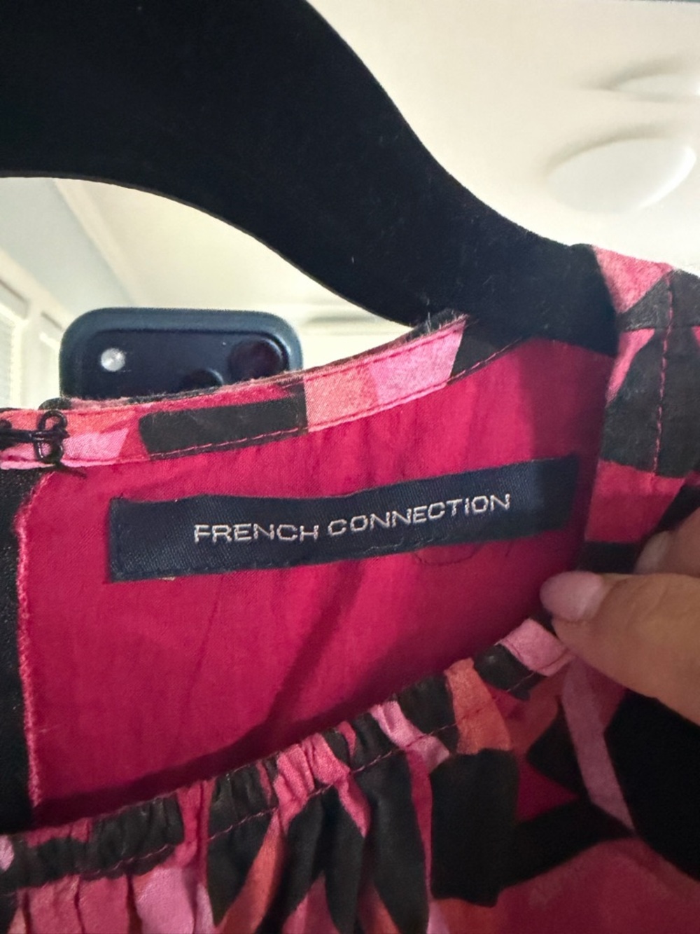 French Connection Pink and Black cutout midi dress